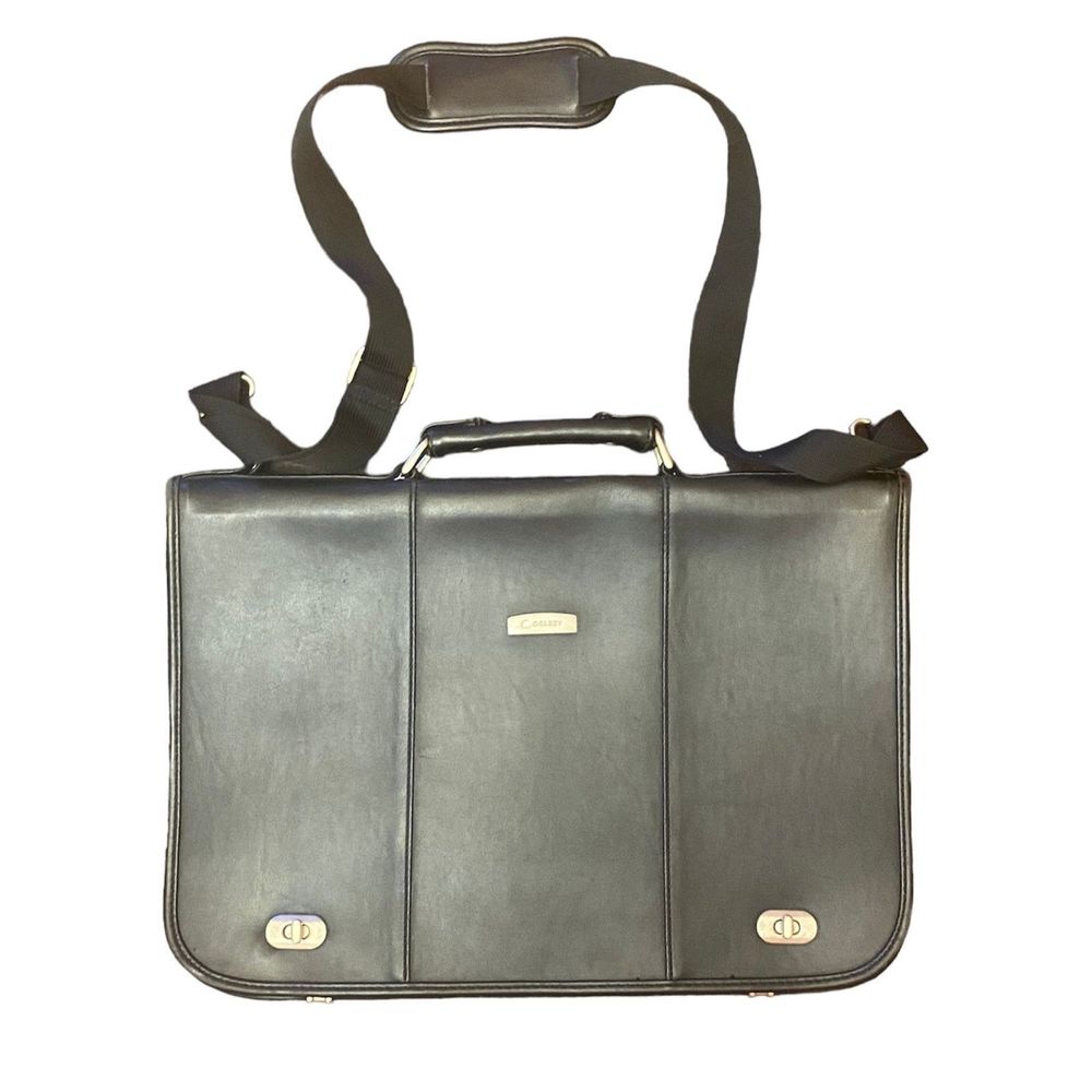 DELSEY leather laptop briefcase shoulder bag in black